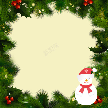圣诞绿色方形边框淘宝主图背景