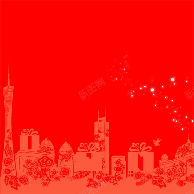 红色城市主图背景