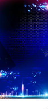 蓝色创意科技5G新时代X展架背景