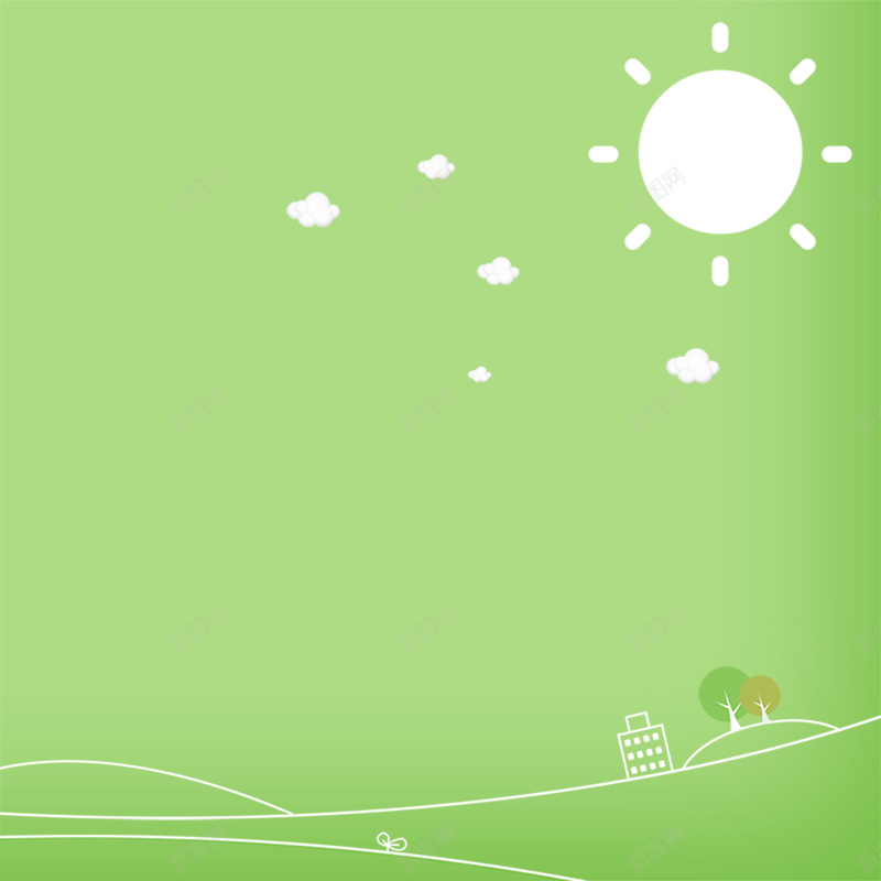 简单卡通背景图psd设计背景_88icon https://88icon.com 卡通 太阳 手绘 童趣 线条 绿树 绿色