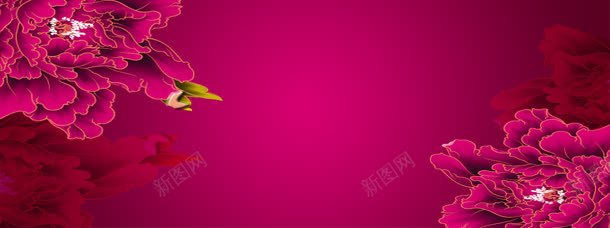 喜庆牡丹中国风花纹背景banner背景