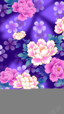 牡丹花唯美大气紫色H5背景背景