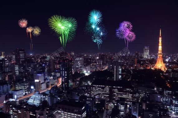 法国上空的烟火背景