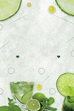 绿色清爽夏季柠檬水饮料背景背景