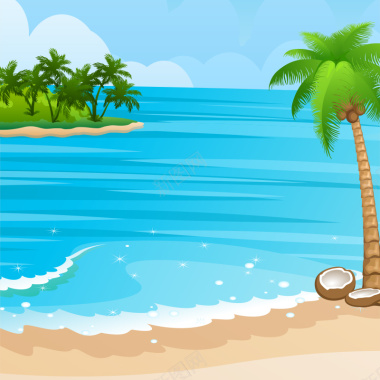 扁平化蓝色海景沙滩主图背景背景