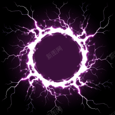 科技感紫色闪电圆环光环背景背景