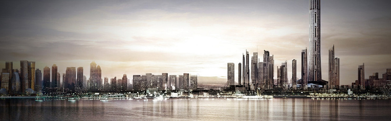 大气气势磅礴都市建筑海报背景背景