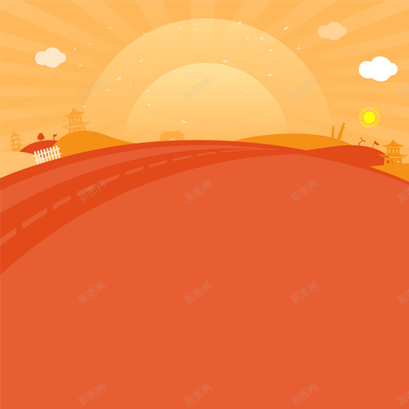 扁平化夕阳背景jpg设计背景_88icon https://88icon.com 主图 几何 扁平 暖色橘黄色简约扁平化圆 渐变