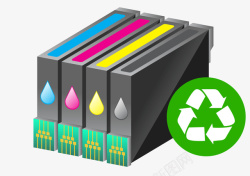 高级墨盒四色循环环保墨盒矢量图高清图片