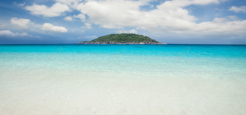 夏季海边沙滩岛屿蓝色白色旅游婚庆摄影海报背景