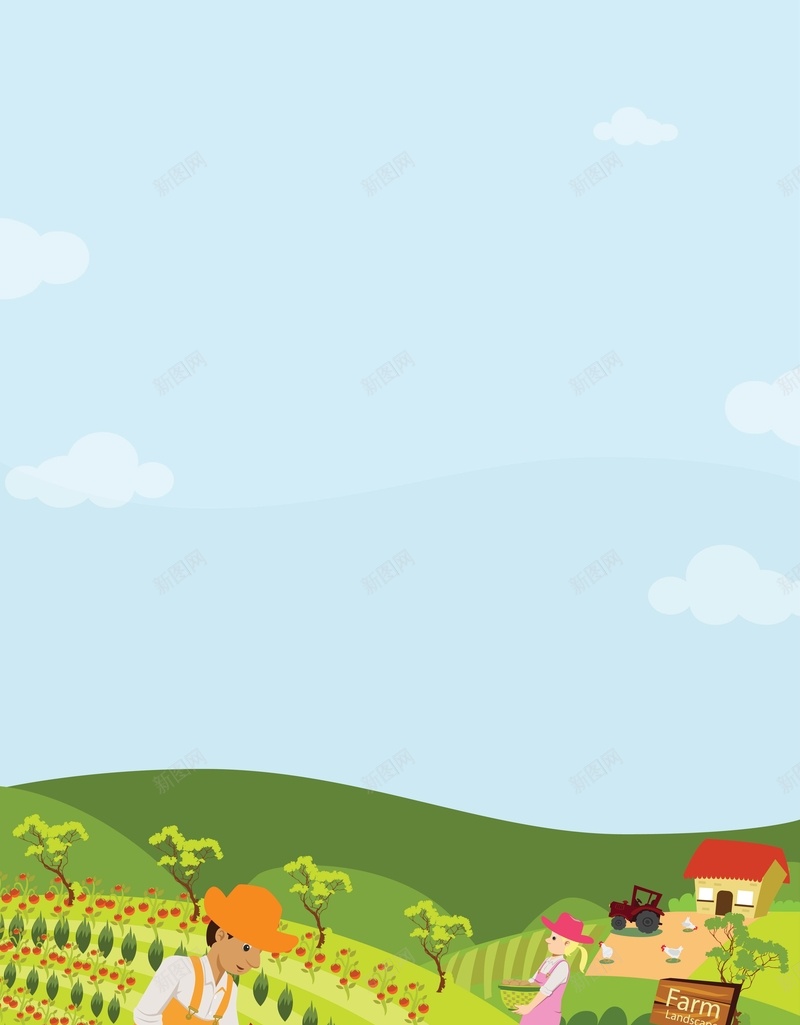 中的的农民背景矢量图ai设计背景_88icon https://88icon.com AI 五一劳动节 农民 卡通 海报 温暖 白云 矢量素材 种地 稻田 背景 蓝天 高清背景设计图 矢量图