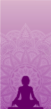 女人节紫色瑜伽海报背景矢量图背景