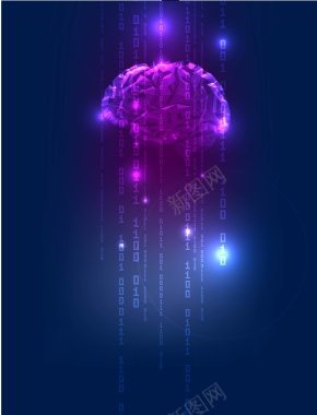 矢量大脑解剖图炫彩紫色背景背景