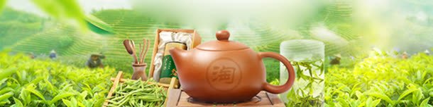 清新绿色茶文化海报背景背景