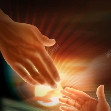 手势与光芒背景