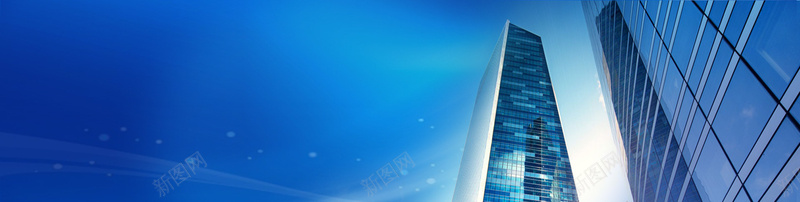蓝色建筑高科技banner背景