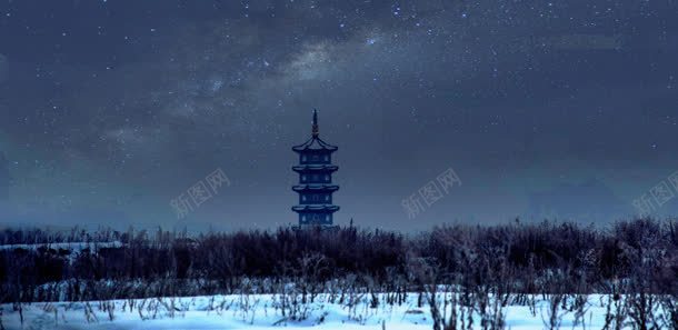 冬季雪夜塔下的树林海报背景jpg设计背景_88icon https://88icon.com 冬季 树林 海报 背景 雪夜