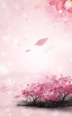 飘舞的落叶桃花主题海报背景高清图片