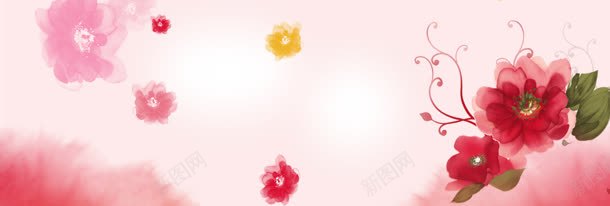 唯美粉红色花朵海报背景
