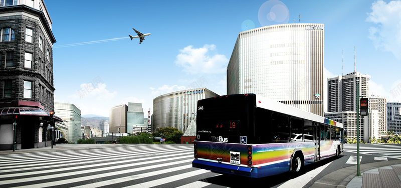 蓝天白云都市繁华高楼飞机公交车站牌海报bannerpsd设计背景_88icon https://88icon.com 公交车 商务 城市公共设施 海报banner 白云 科幻 科技 站牌 蓝天 都市繁华 飞机 高楼