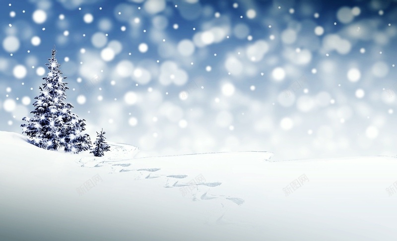 冬季雪花圣诞树jpg设计背景_88icon https://88icon.com 圣诞树 纯白 脚印 雪花