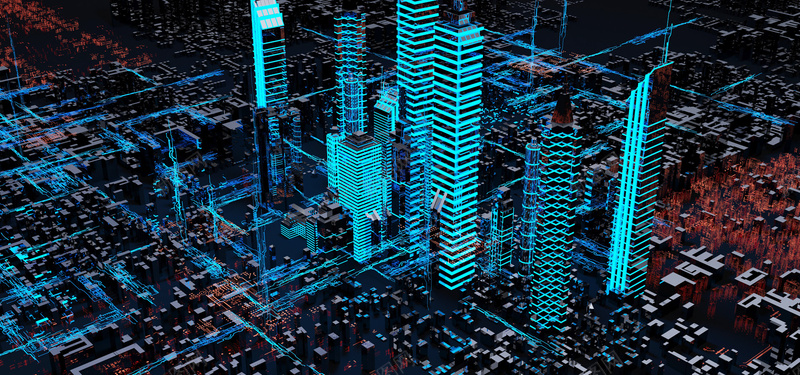 城市科技科幻绿色建筑海报背景背景