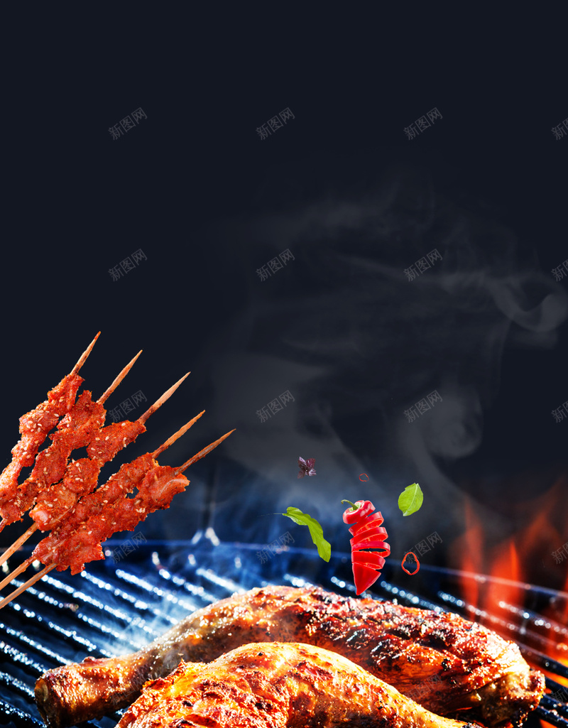 美味烧烤美食海报psd设计背景_88icon https://88icon.com BBQ 小吃 烤肉 烤肉串 烧烤海报 碳烤 美味 美食 黑色背景