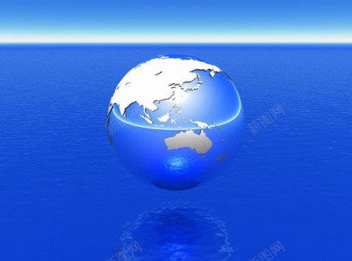 蓝色海洋上的地球模型背景
