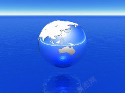 纸张上的地球模型图片蓝色海洋上的地球模型高清图片