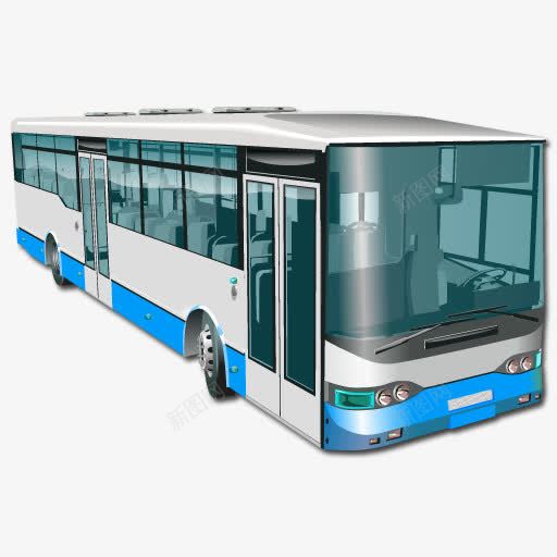 蓝色玻璃公交车png免抠素材_88icon https://88icon.com 公交车 大巴 汽车 蓝色城市公交车 蓝色玻璃车