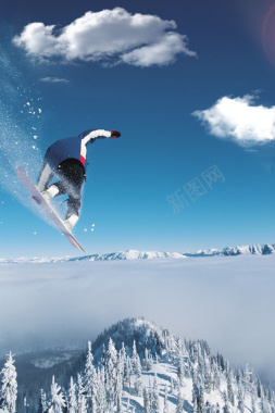 腾空飞跃的滑雪运动员背景背景