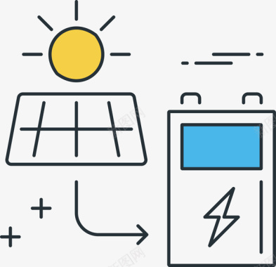 太阳能板太阳能充电标图标图标