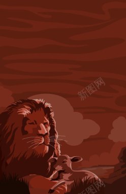 狮子和羔羊油画背景