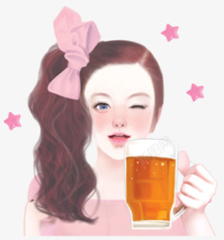 喝啤酒的美女啤酒高清图片