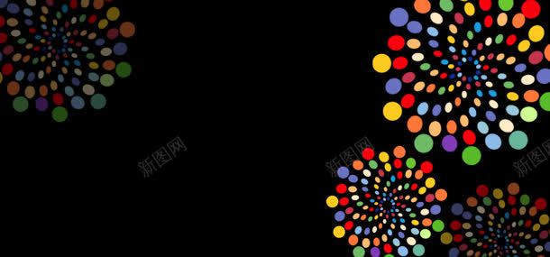 圆形花纹黑色背景jpg设计背景_88icon https://88icon.com 圆点 红色圆点 红色波点 绿色圆点 花形 蓝色波点 黄色波点