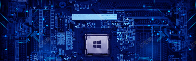 商务科技蓝色电路芯片平面bannerpsd设计背景_88icon https://88icon.com banner 商务 大气 平面 扁平 电路 科技 芯片 蓝色