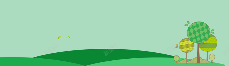 312植树节扁平化绿树清新海报背景背景