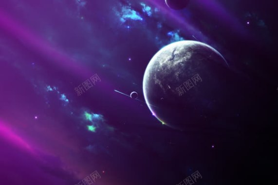宇宙中紫色星球海报背景背景