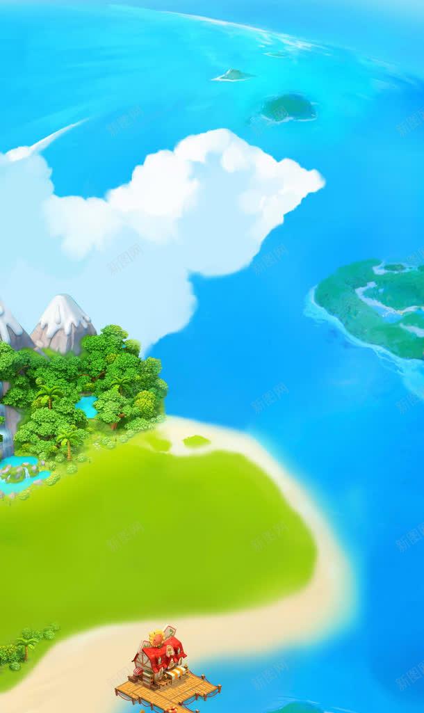 蓝色海水云朵山峰卡通海报背景jpg设计背景_88icon https://88icon.com 云朵 卡通 山峰 海报 海水 背景 蓝色