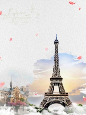 白色浪漫巴黎旅游旅行社埃菲尔铁塔旅游背景