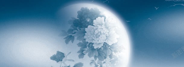 月亮背景jpg设计背景_88icon https://88icon.com 中秋节海报 花朵 蓝色底纹