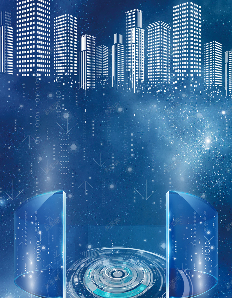 蓝色大气风格智慧城市海报psd设计背景_88icon https://88icon.com 加速城市发展 城市 建筑 智慧城 智慧科技 科技 科技引领未来 蓝色