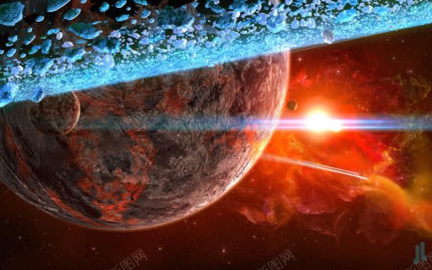 红色星球太阳宇宙海报背景背景