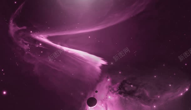 紫色宇宙中的各种星球背景