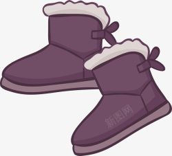 灰色冬季保暖雪地靴矢量图素材