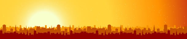 橙色城市剪影banner背景jpg设计背景_88icon https://88icon.com 建筑物 橙色