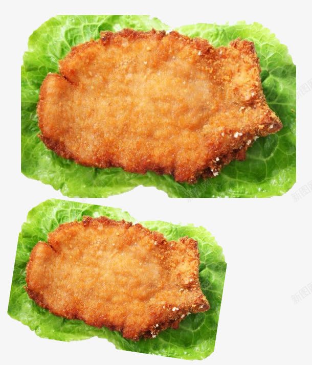 蔬菜底炸猪排两大块png免抠素材_88icon https://88icon.com 油炸食物 炸猪排 生菜底 美味 蔬菜 食品