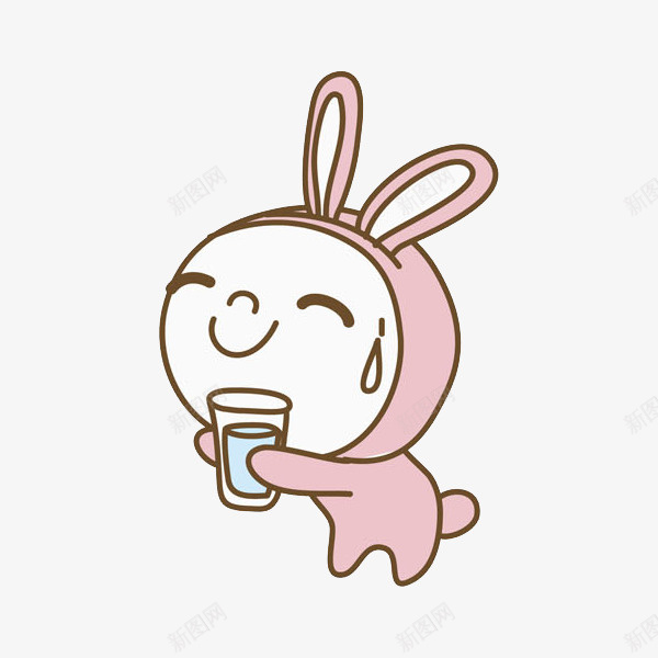 喝水的兔子png免抠素材_88icon https://88icon.com 卡通 可爱的 喝水的 手绘 水杯 流汗的 粉色的