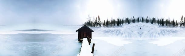 冬季雪景房子背景banner背景