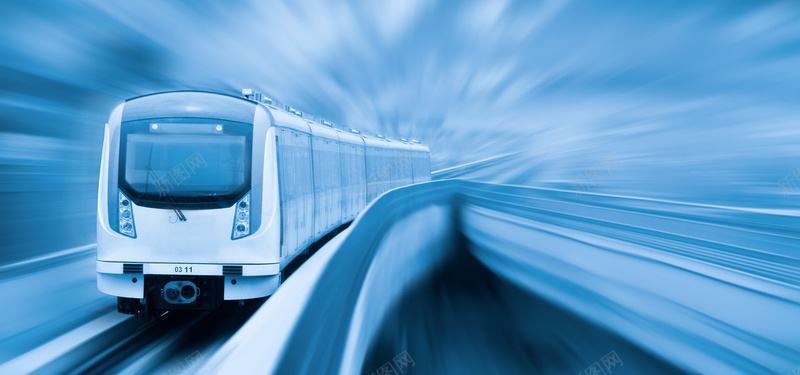 轻轨科技蓝色运输海报背景背景